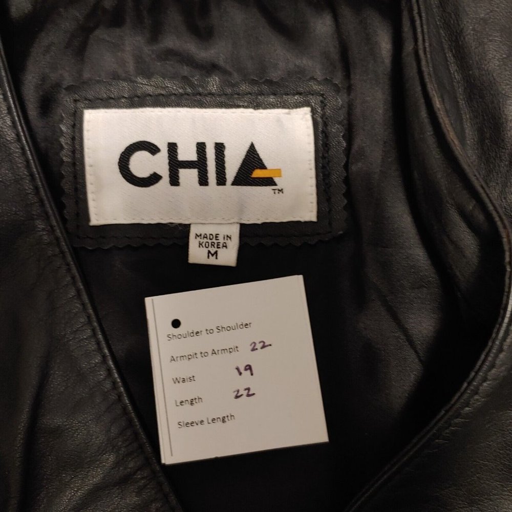 Vintage Chia Womens Leather Jacket Size M Medium Cropped Cinch Waist "Snakeskin" - Picture 12 of 12